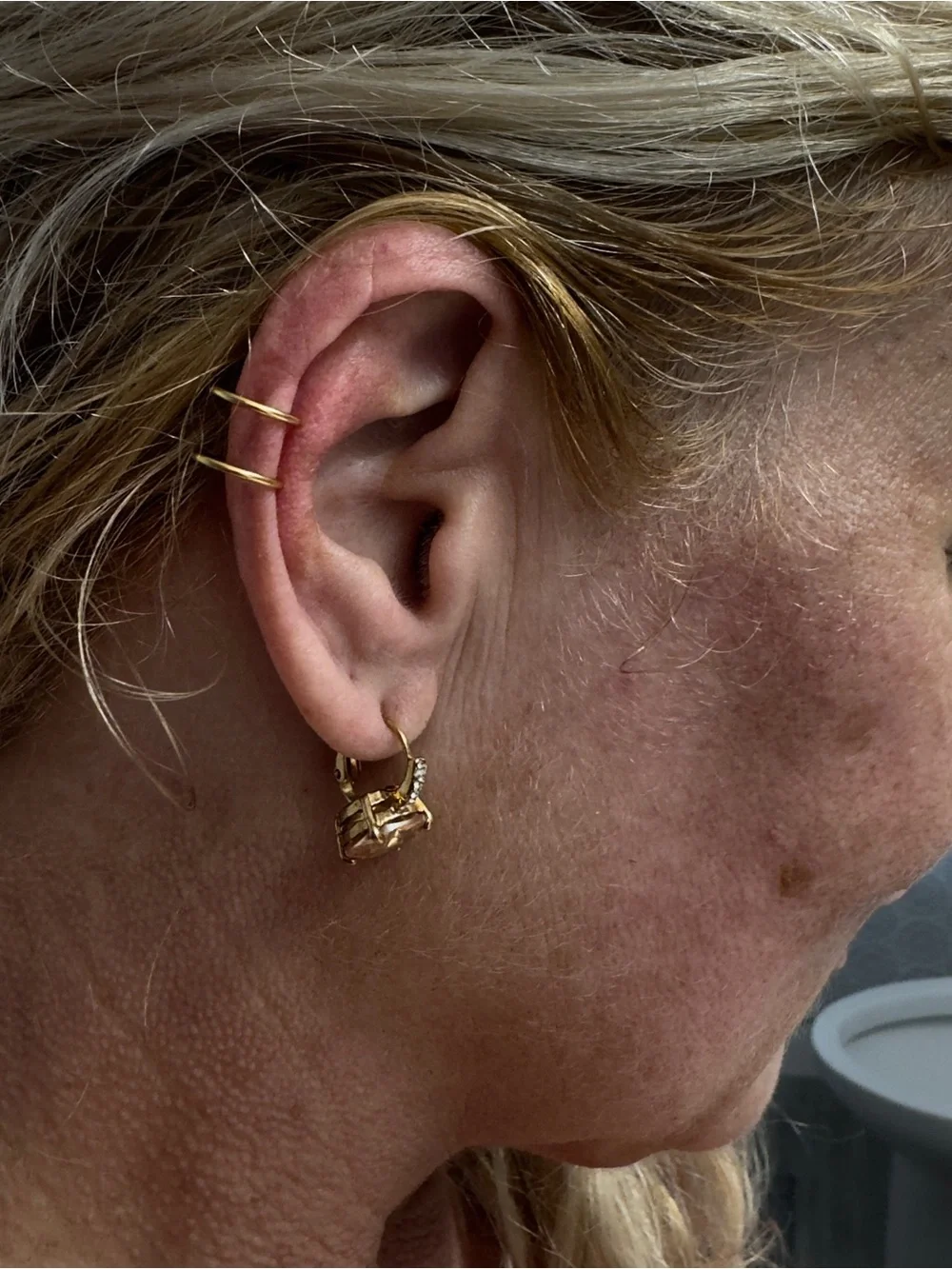 Gold Double Hoop ear cuffs  - Minimal Women Jewelry